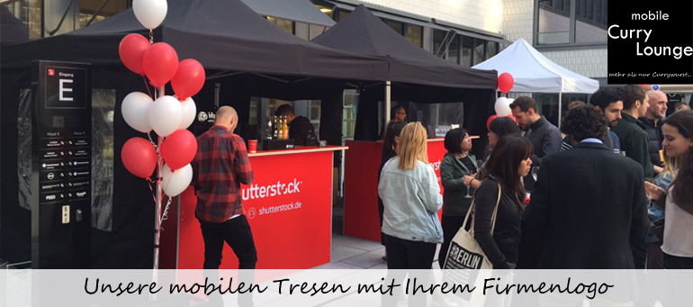 Unsere mobilen Tresen mit Ihrem Firmenlogo